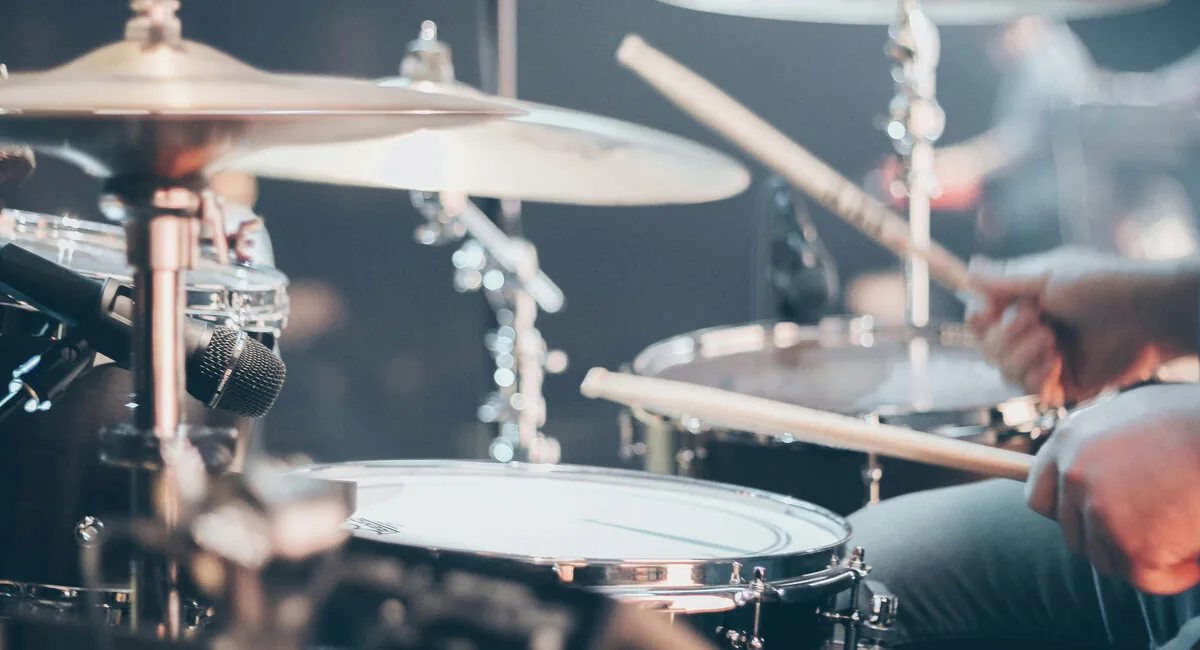 Drum kit in a rehearsal room